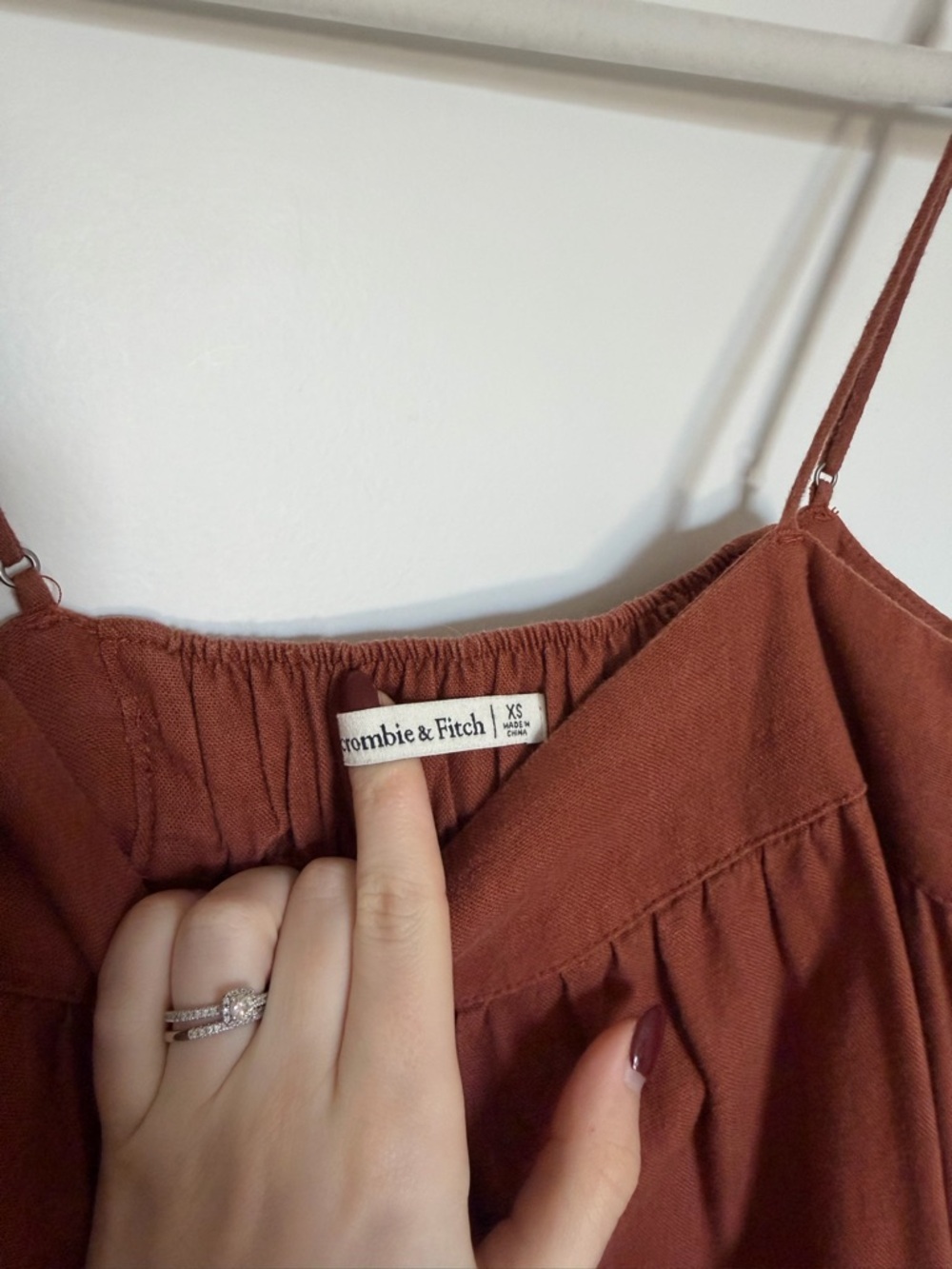 Abercrombie & Fitch Rust Asymmetrical Tiered Linen Maxi Dress - Picture 5 of 8